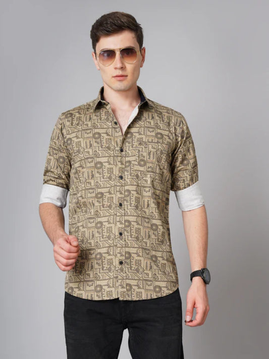 Tribal Brown Printed Shirt