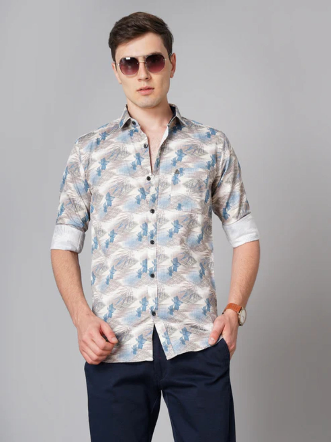 Flora Blue Printed Shirt