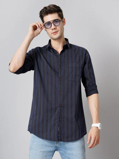 Indigo Blue Striped Shirt