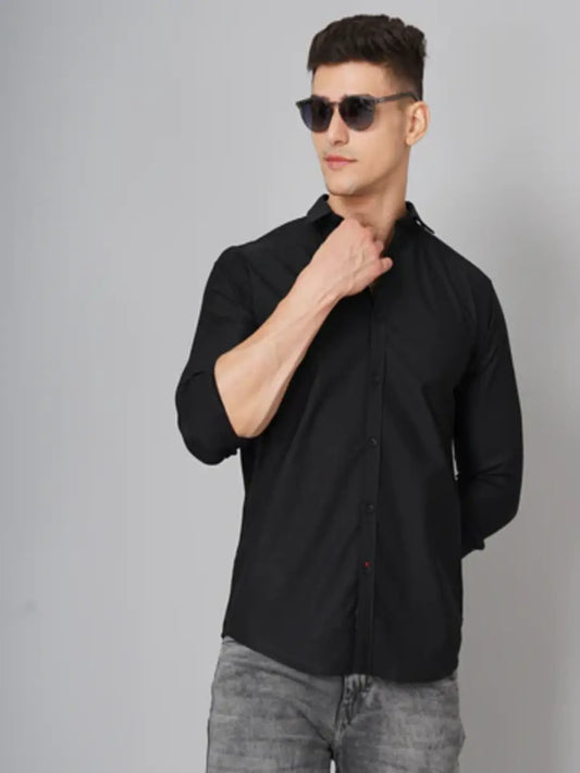 Delta Black Solid Shirt