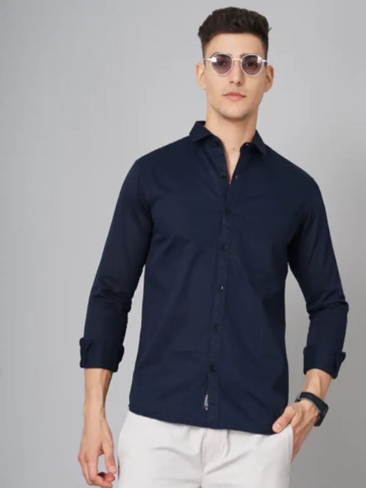 Twill Navy Solid Shirt