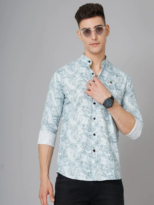 Floral Blue Linen Shirt