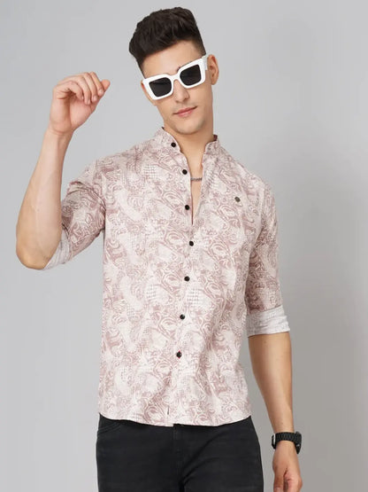 Floral Brown Linen Shirt