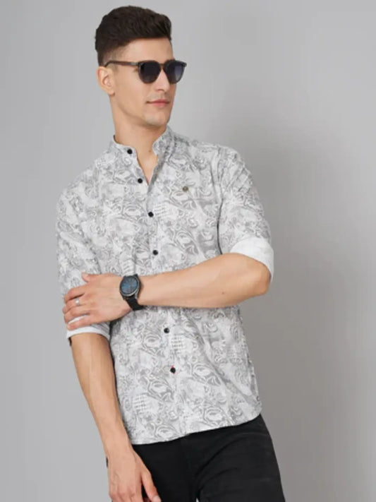 Floral Grey Linen Shirt