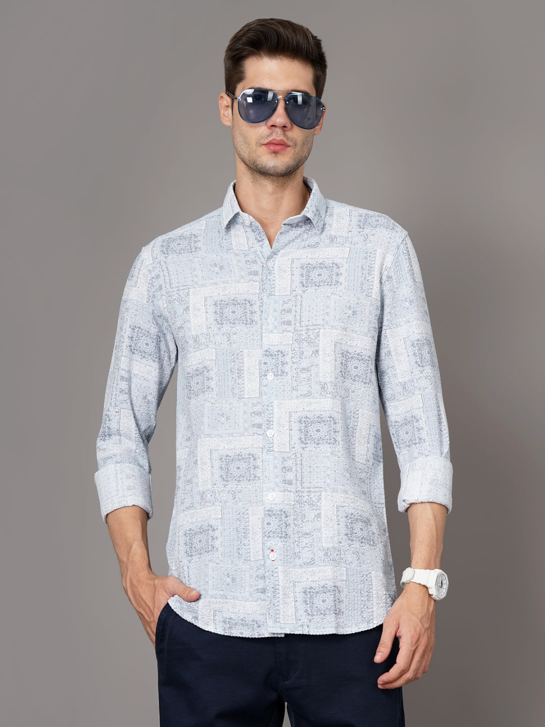 Tribal Blue Popcorn Shirt