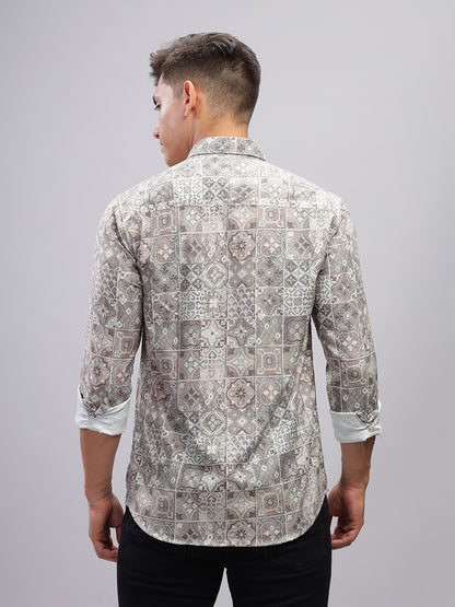 Tribal Motif Green Shirt