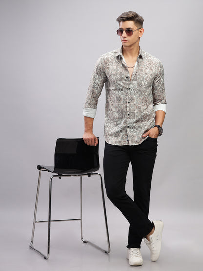 Tribal Motif Green Shirt