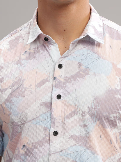 Chiba Pink-Blue Waffle Shirt