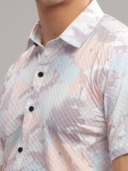 Chiba Pink-Blue Waffle Shirt