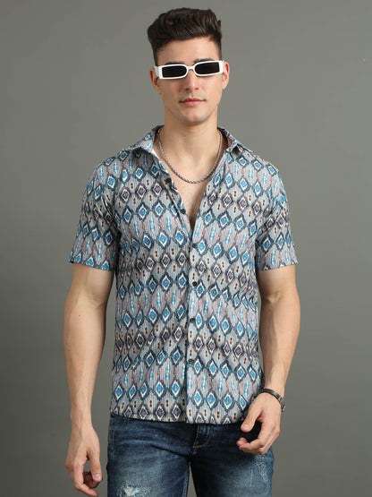 Cord Motif Blue Shirt