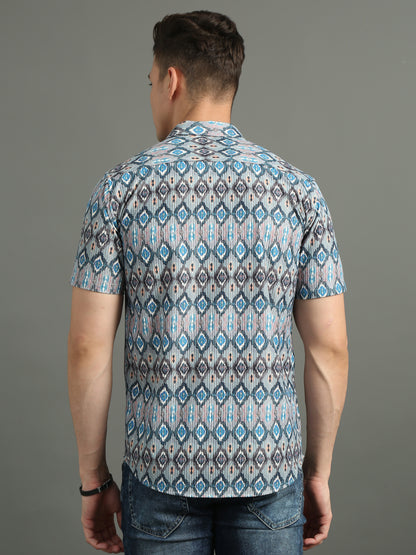 Cord Motif Blue Shirt