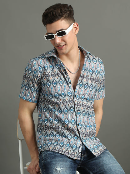 Cord Motif Blue Shirt