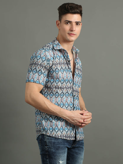 Cord Motif Blue Shirt