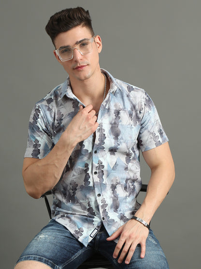 Cord Abstract Blue Shirt