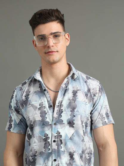 Cord Abstract Blue Shirt