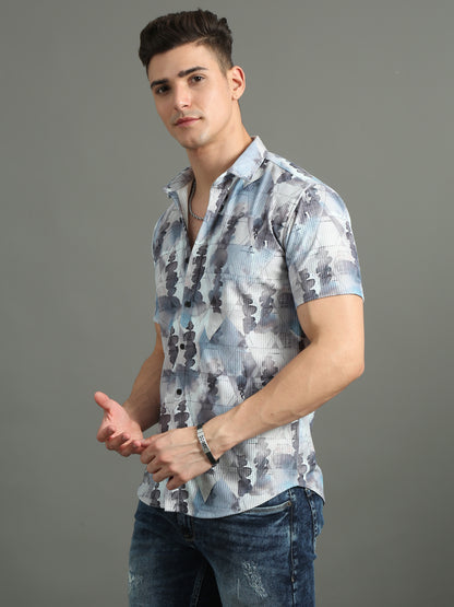 Cord Abstract Blue Shirt