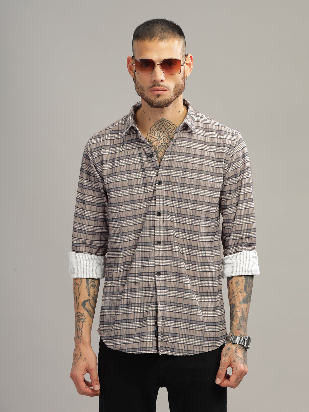 Cord Cream Checks Shirt