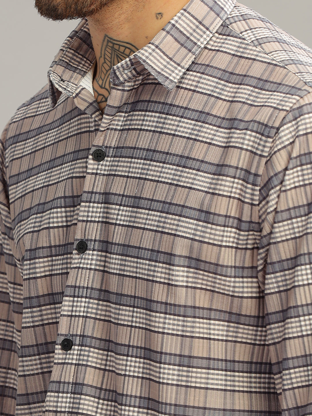 Cord Cream Checks Shirt