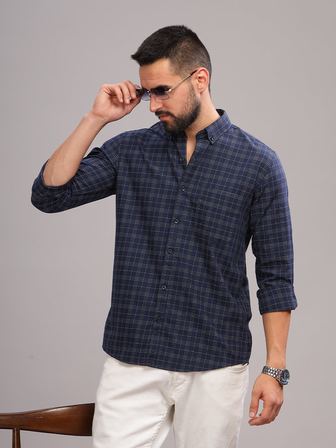 Siena Navy Checks Shirt