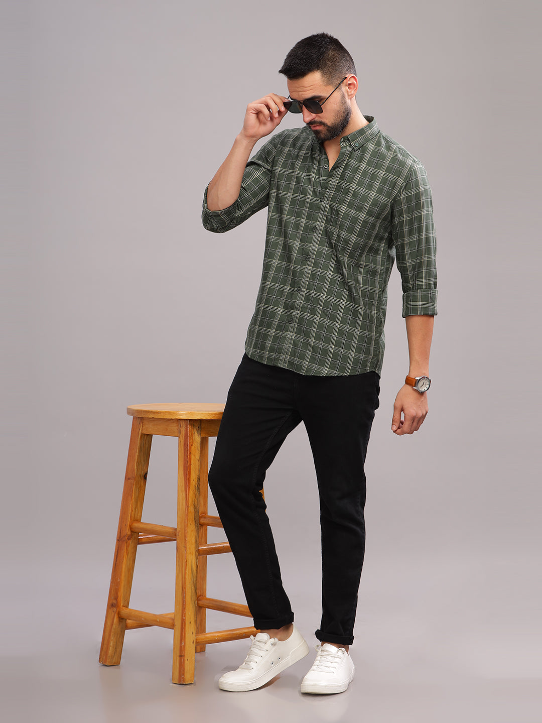 Tabor Olive Checks Shirt