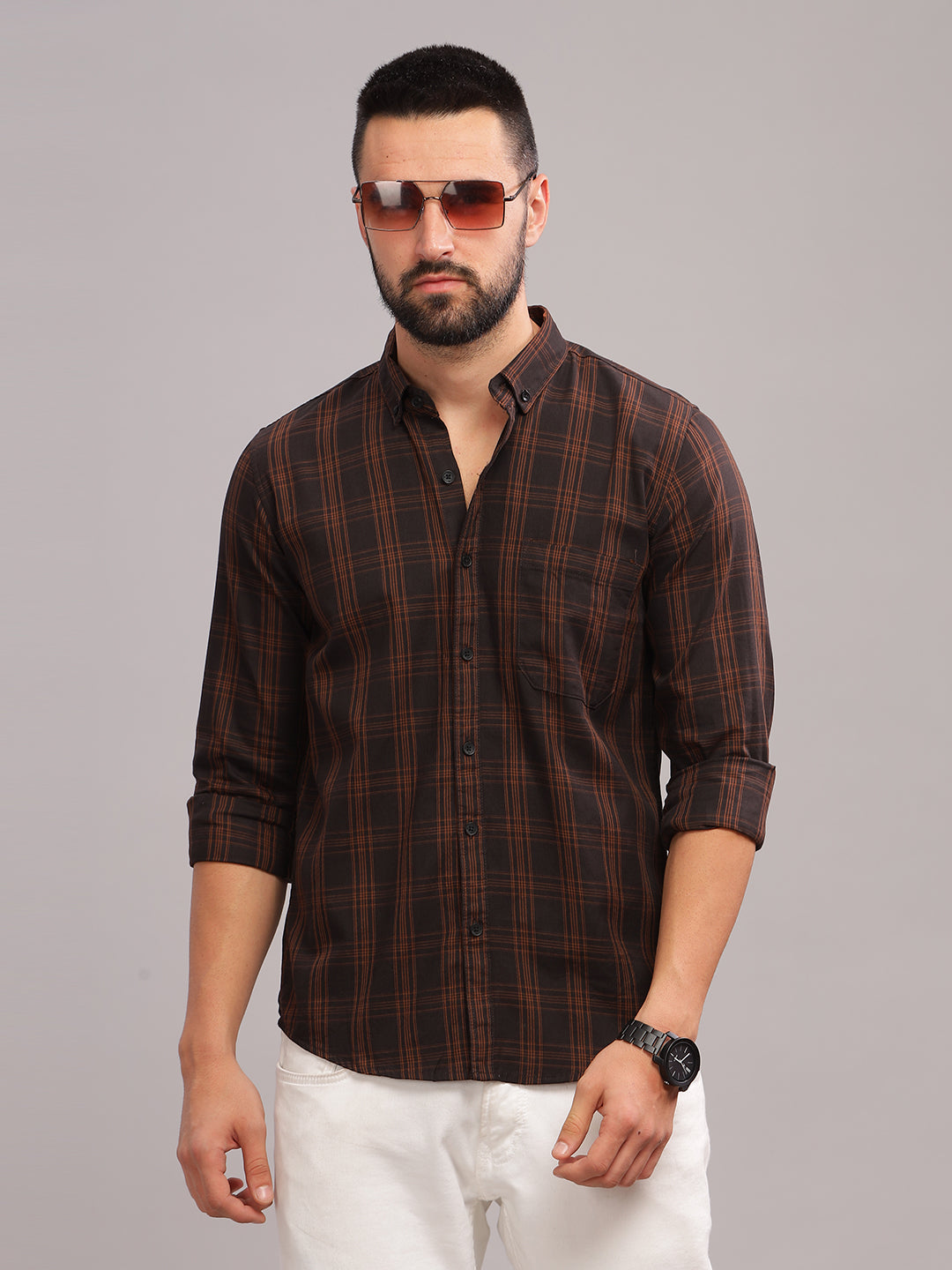 Yalta Brown Checks Shirt