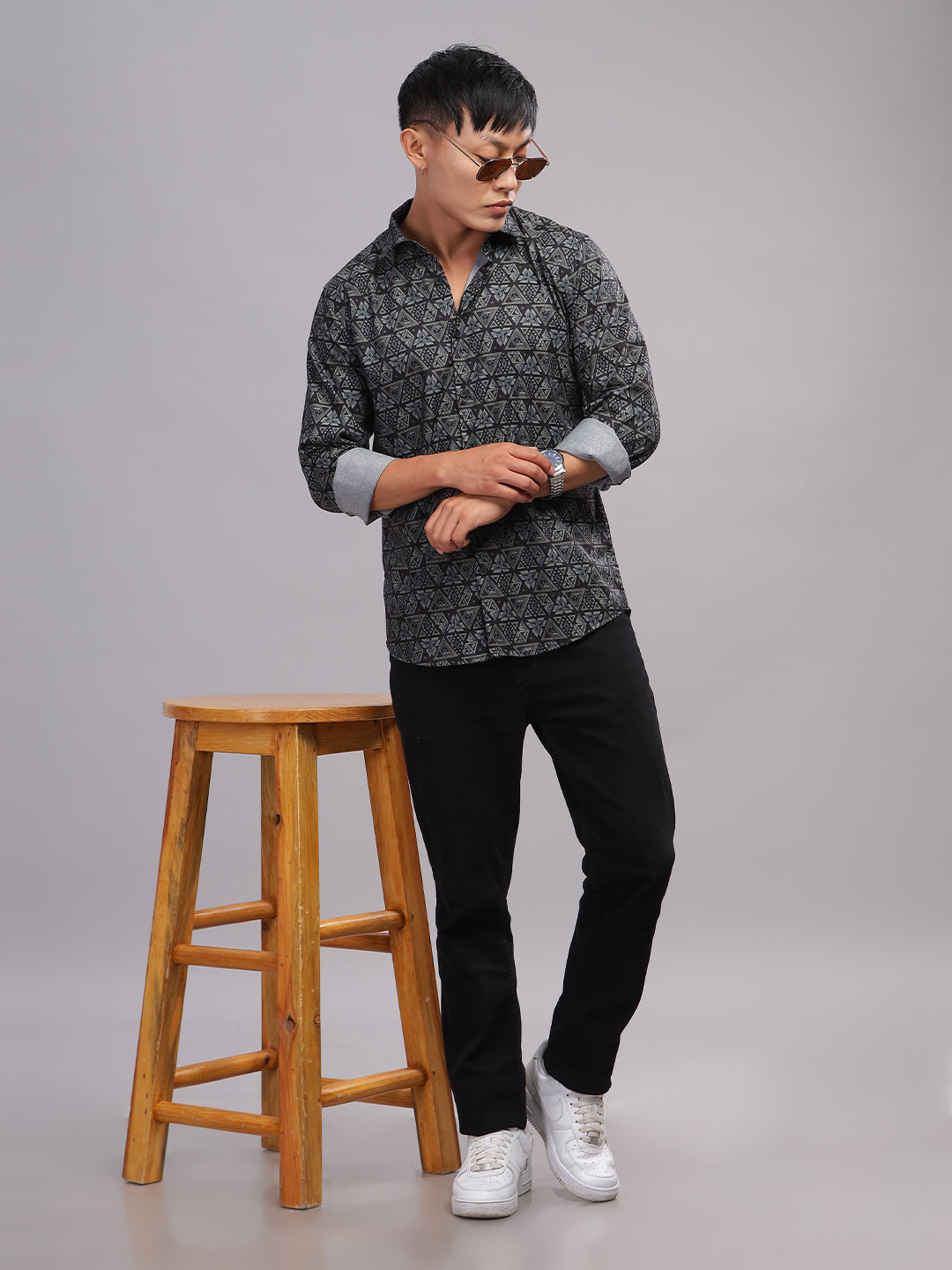 Cogan Black-Green Printed Shirt