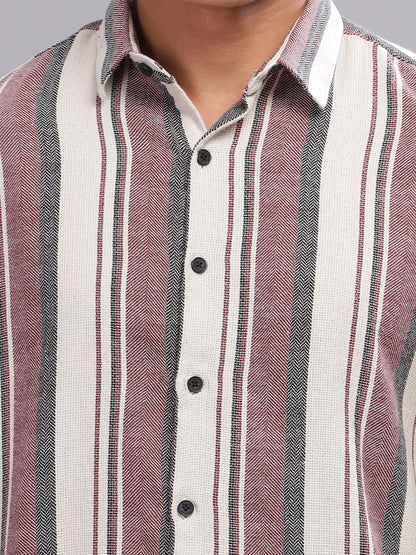 Fargo Beige-Plum Striped Shirt