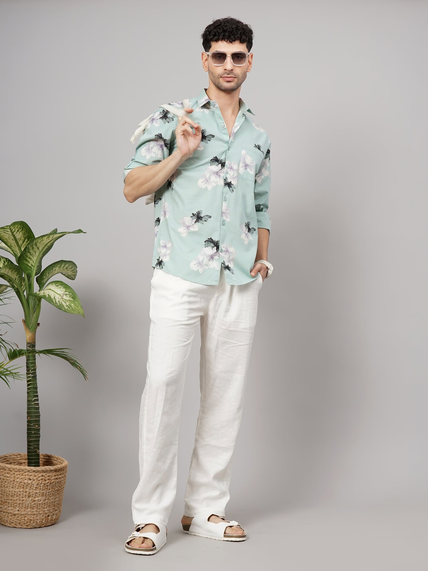 Purau Green Floral Linen Shirt