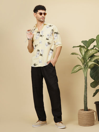 Purau Yellow Floral Linen Shirt