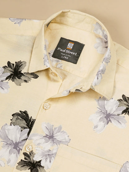 Purau Yellow Floral Linen Shirt