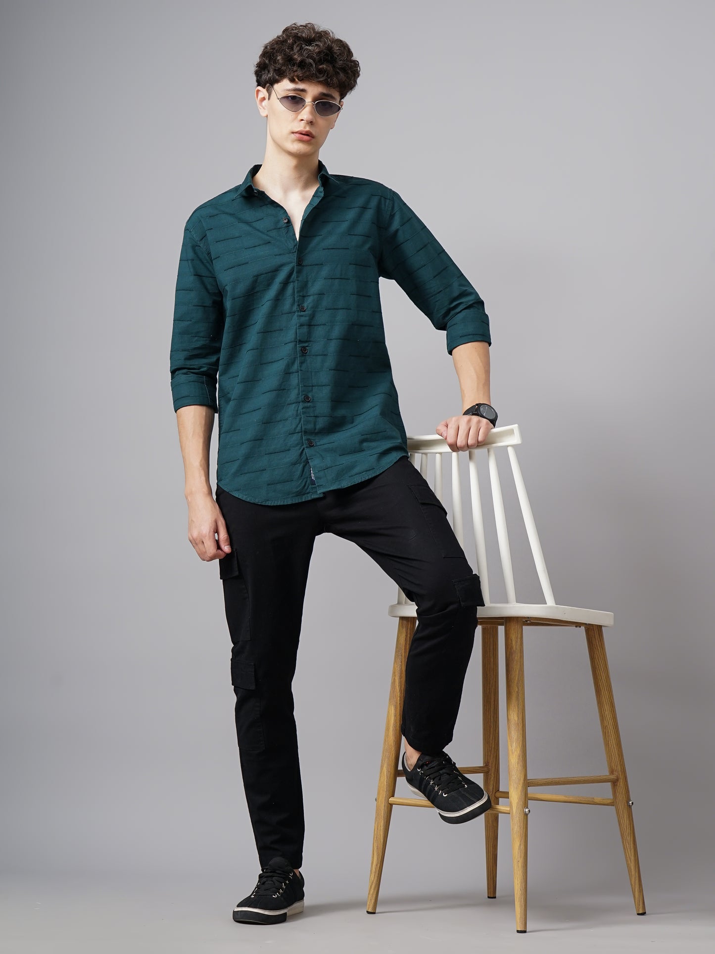 Weft Olive Self Striped Shirt