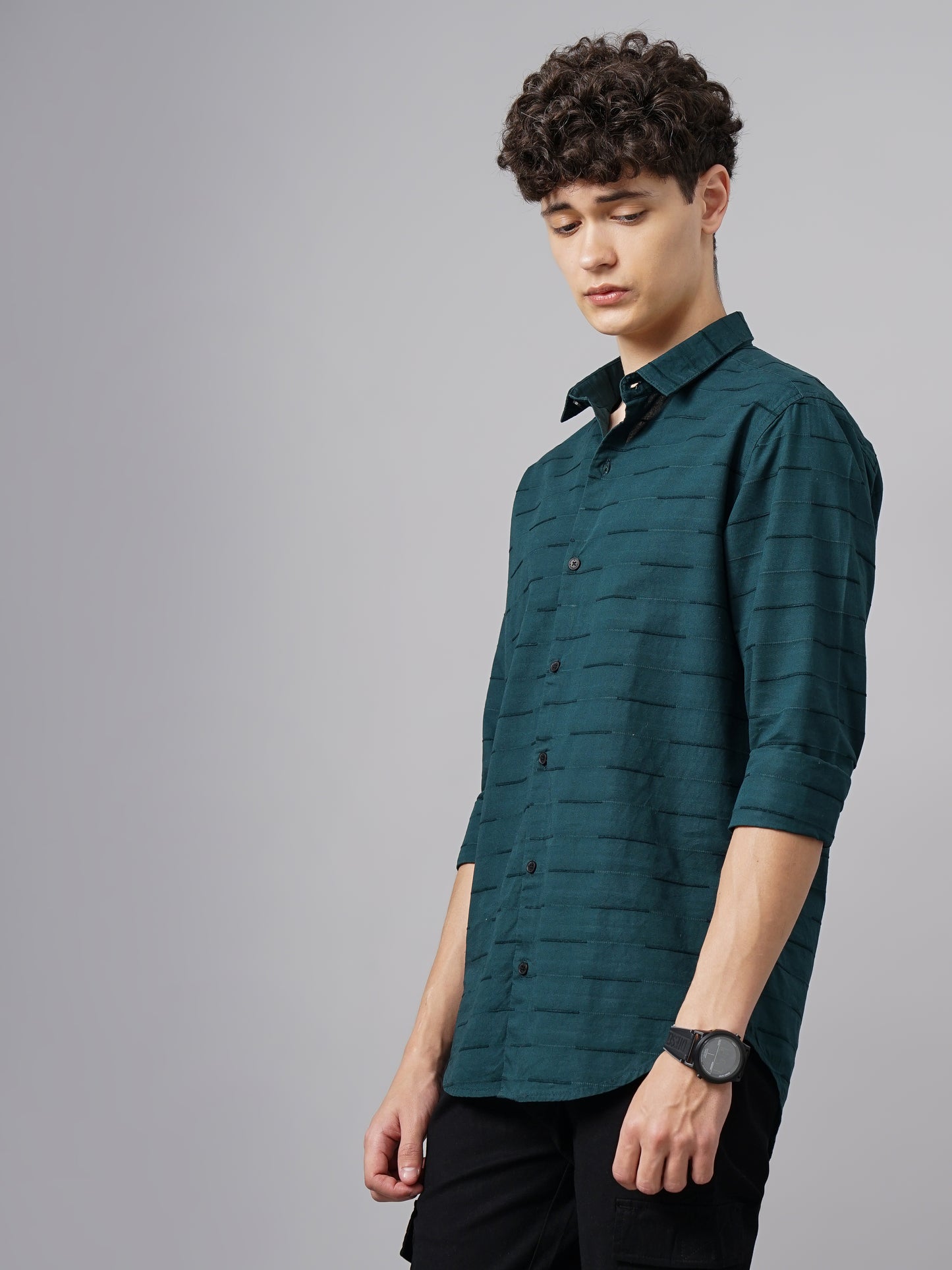 Weft Olive Self Striped Shirt