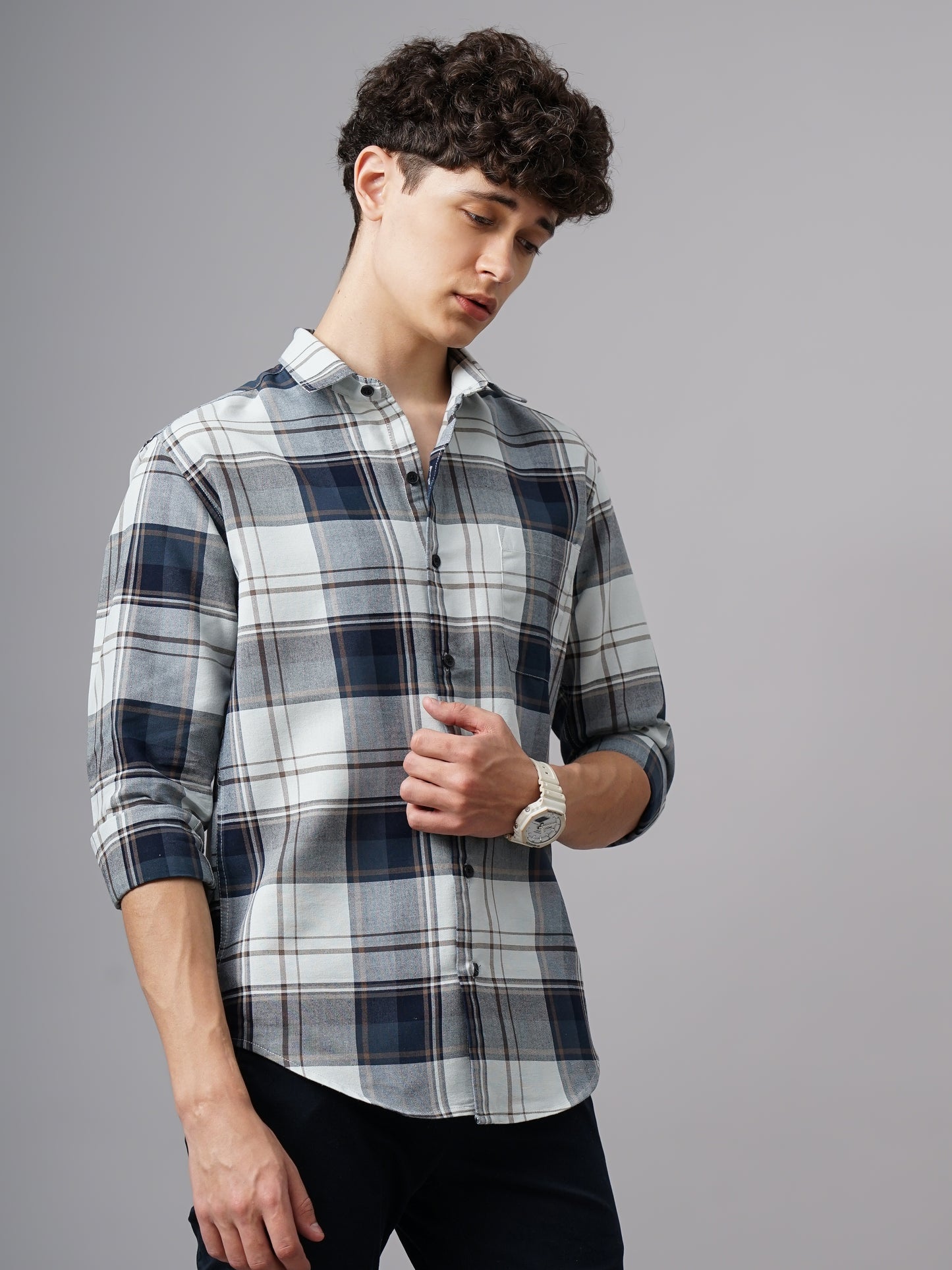 Lensk Grey Checks Shirt