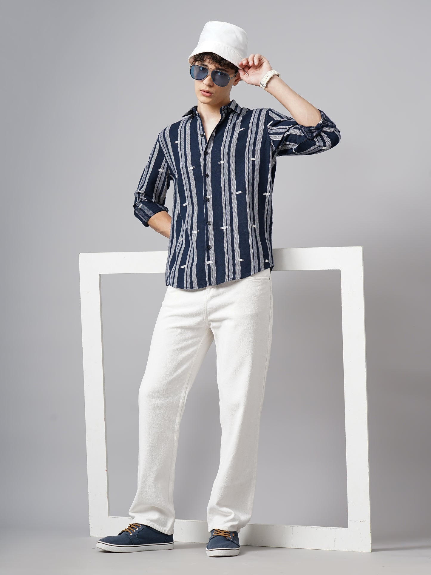 Luton Navy Striped Shirt