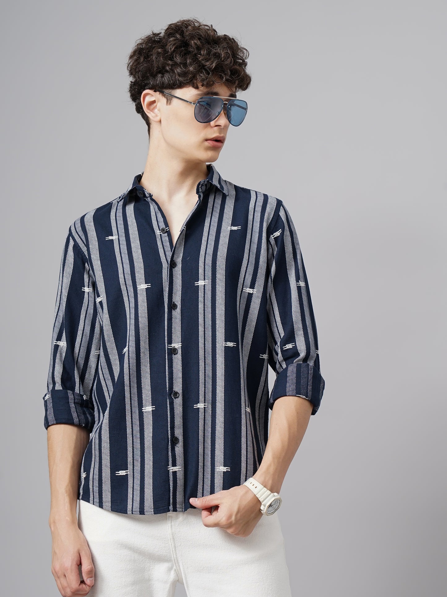 Luton Navy Striped Shirt