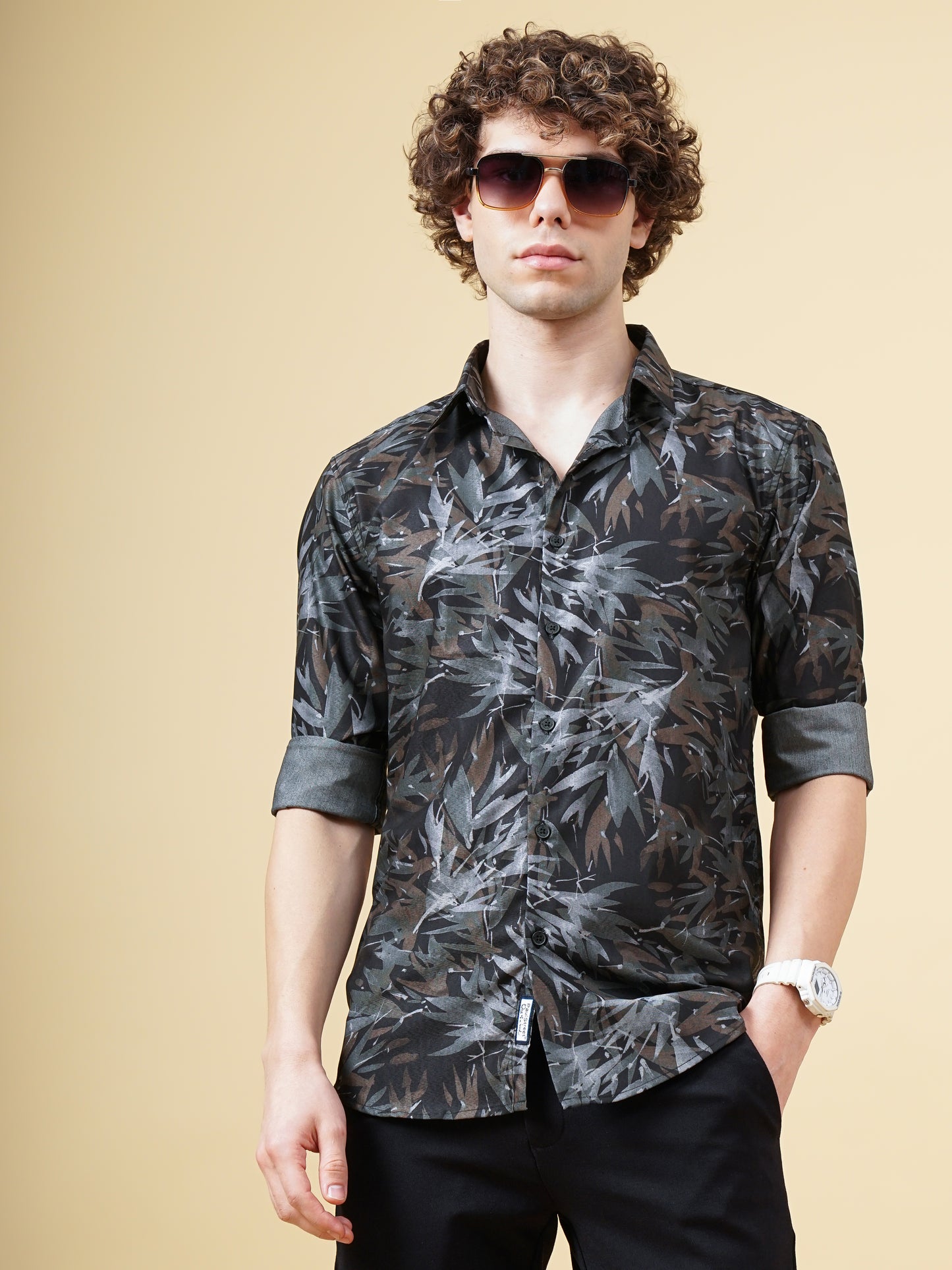 Pedate Black Floral Shirt