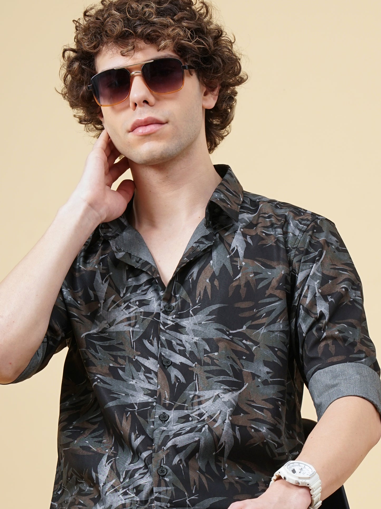 Pedate Black Floral Shirt