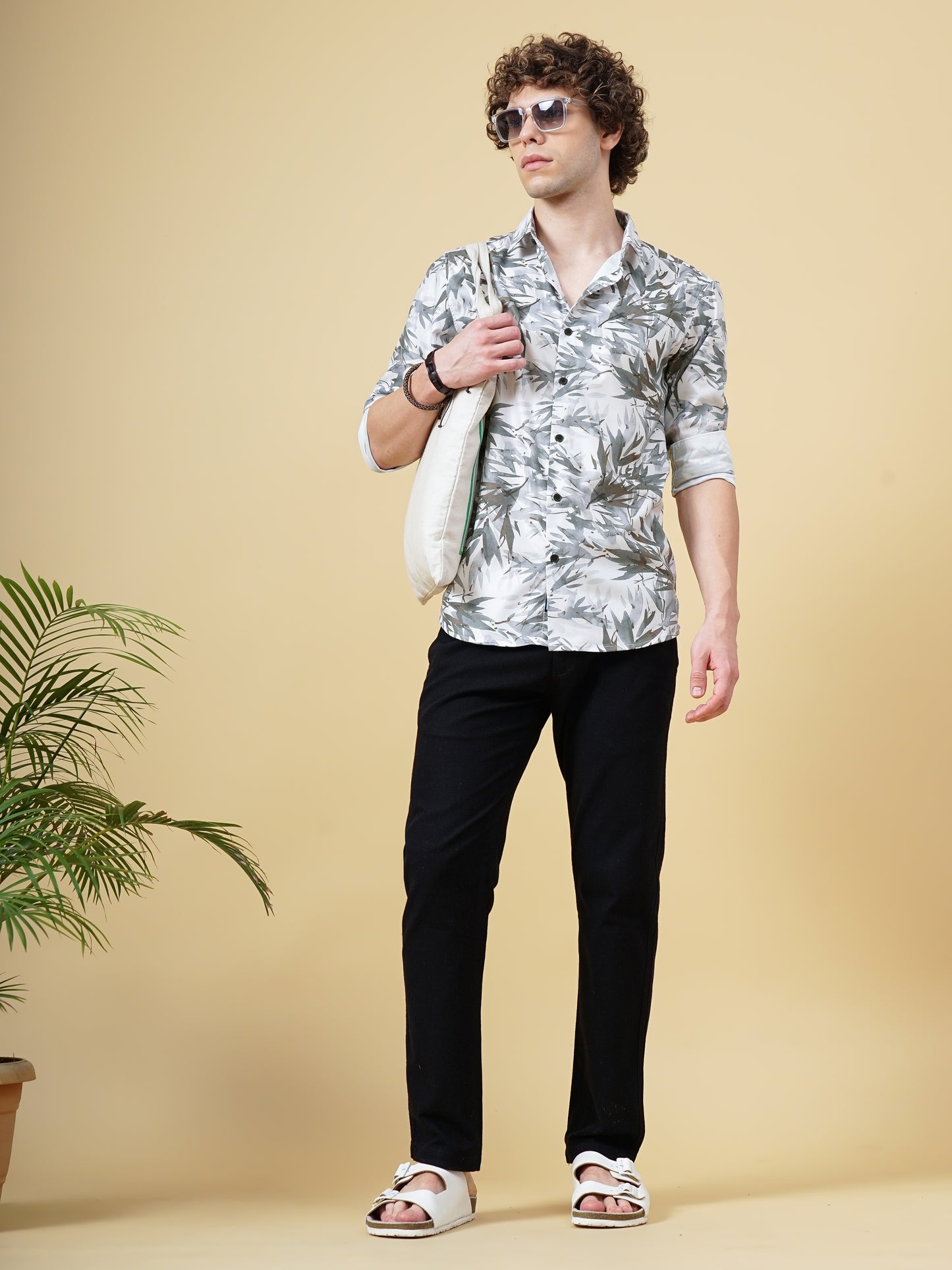 Pedate White Floral Shirt