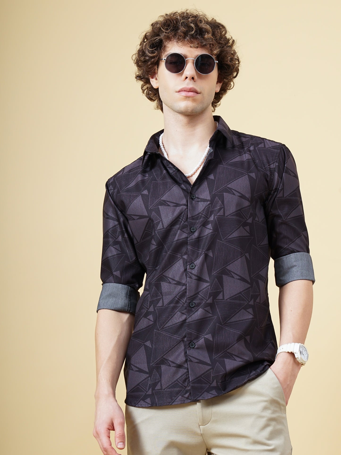 Astir Black Print Shirt