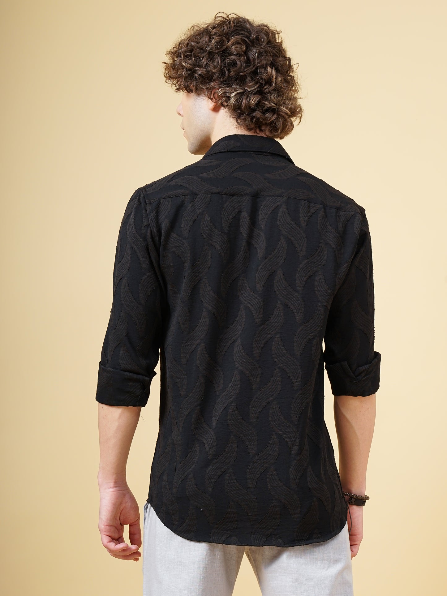 Downy Black Self-Design Shirt