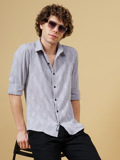 Downy Grey Self-Design Shirt