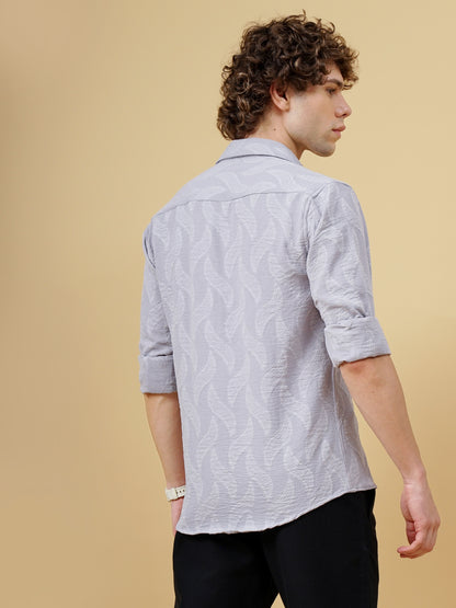 Downy Grey Self-Design Shirt