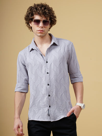 Downy Grey Self-Design Shirt