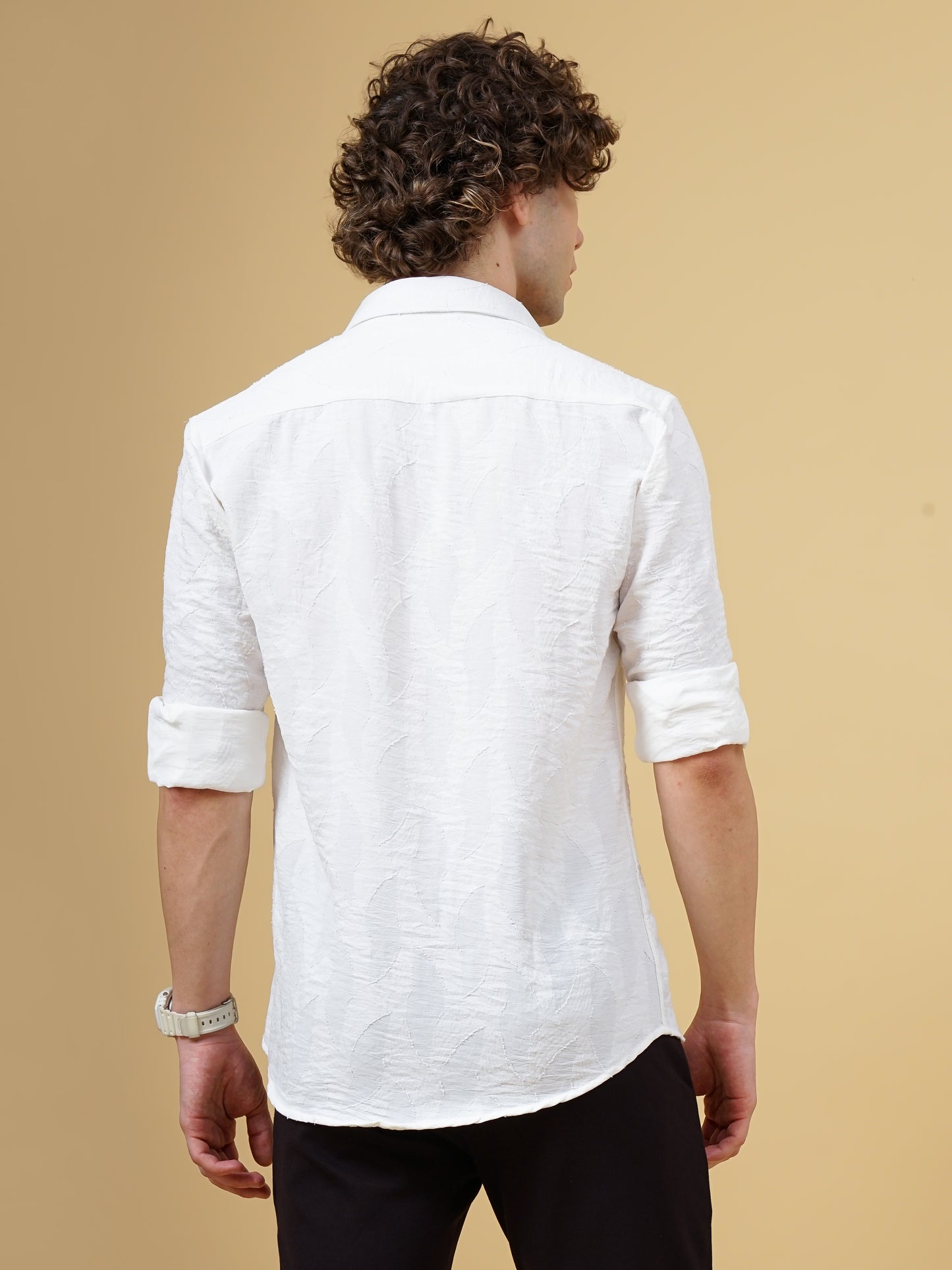 Downy White Self-Design Shirt