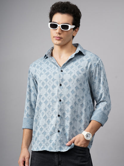 Furano Blue Self-Design Shirt