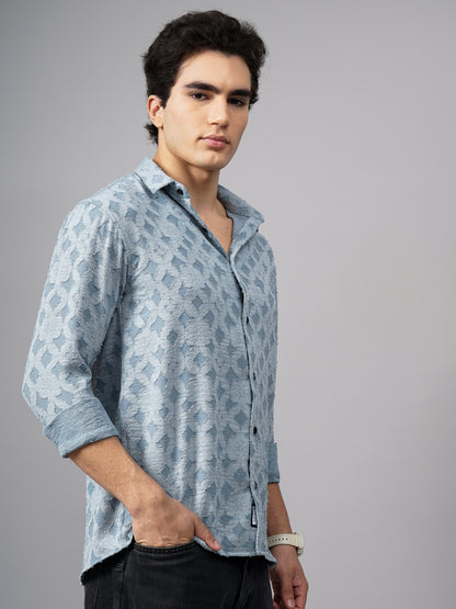 Furano Blue Self-Design Shirt