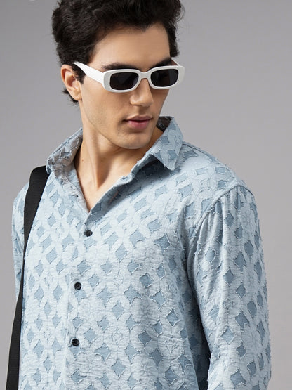 Furano Blue Self-Design Shirt