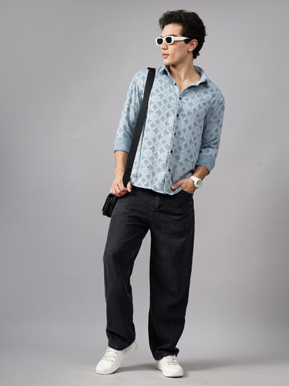 Furano Blue Self-Design Shirt