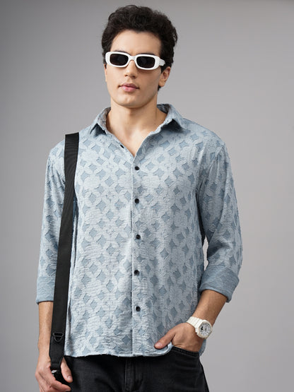 Furano Blue Self-Design Shirt