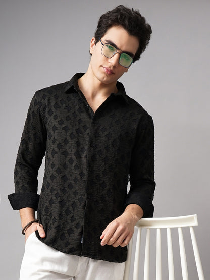 Furano Black Self-Design Shirt